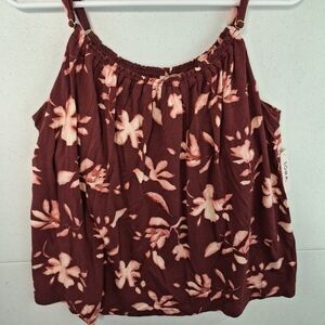 Floral Print Spaghetti Strap Sleepwear - Burgundy Floral With Elastc Shorts